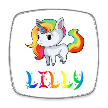 Lilly unicorn - Square fridge magnet - white - Front