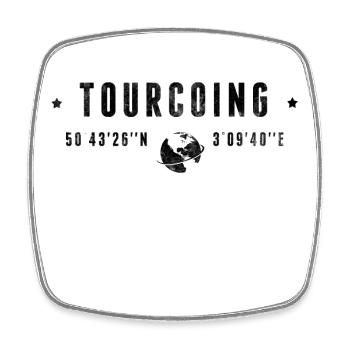 Tourcoing Coordonnées Géographiques Stylisées - Magnet carré - blanc - Devant