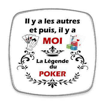 LA LEGENDE DU POKER - Magnet carré - blanc - Devant