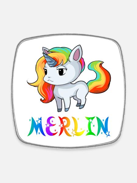 Unicorn Merlin - Magnet carré - blanc