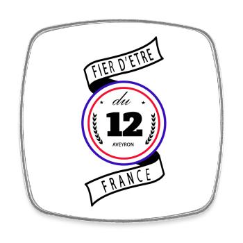 Fier D'être Du 12 Aveyron France - Magnet carré - blanc - Devant