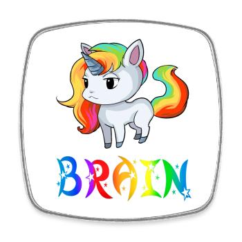 Unicorn Brain - Square fridge magnet - white - Front