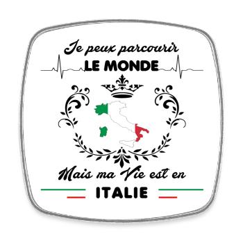 MA VIE EST EN ITALIE - Magnet carré - blanc - Devant