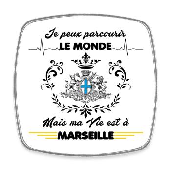 MA VIE EST A MARSEILLE - Magnet carré - blanc - Devant