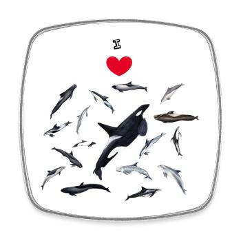 I love dolphins - I love dolphins - Dauphins - Square fridge magnet - white - Front