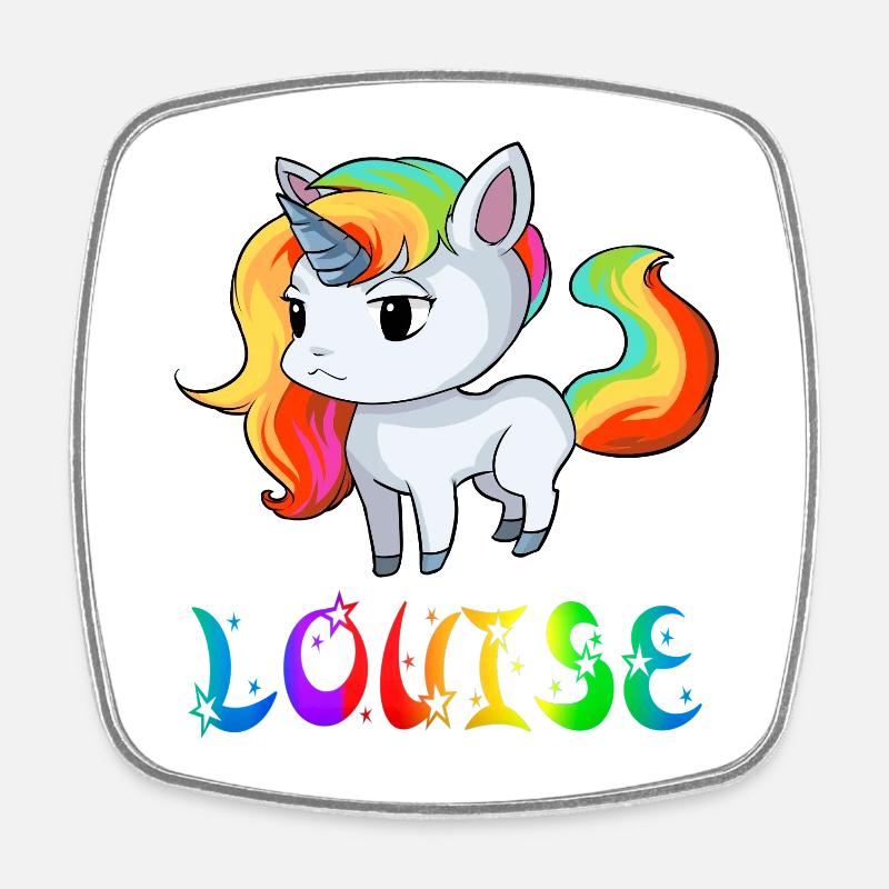 Unicorn Louise - Magnet carré - blanc