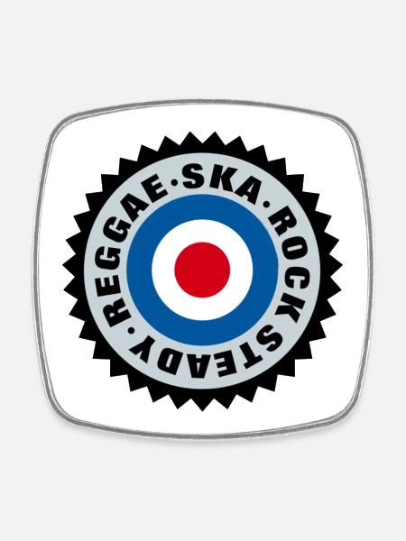 Ska, Rock Steady, Reggae Mod Target - Viereckiger Kühlschrankmagnet - Weiß