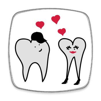 Teeth in love - Square fridge magnet - white - Front