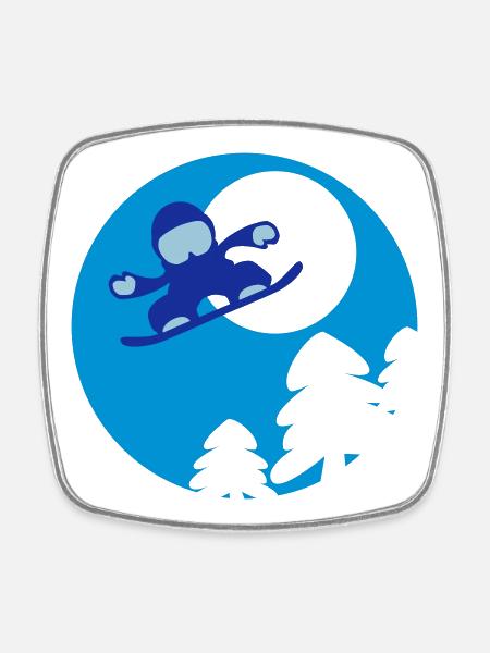 snowboader2 - Square fridge magnet - white