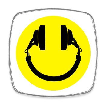 Kopfhörer smiley - Viereckiger Kühlschrankmagnet - Weiß - Vorne