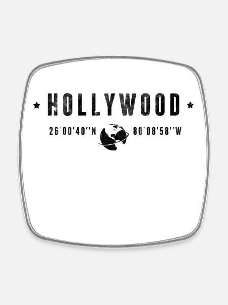 Hollywood - Viereckiger Kühlschrankmagnet - Weiß