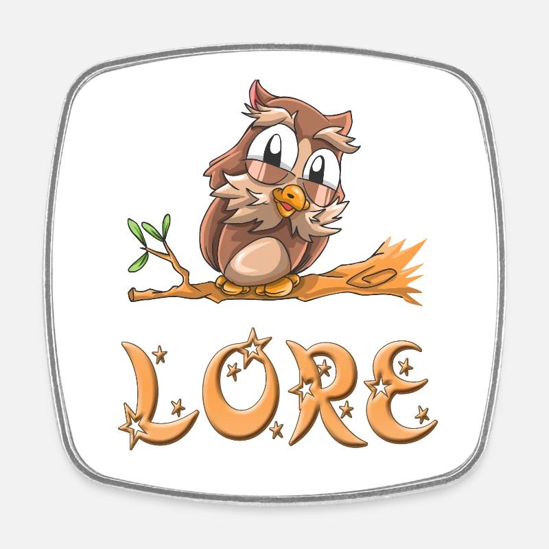 Eule Lore - Viereckiger Kühlschrankmagnet - Weiß