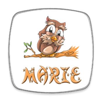 Hibou Marie - Magnet carré - blanc - Devant