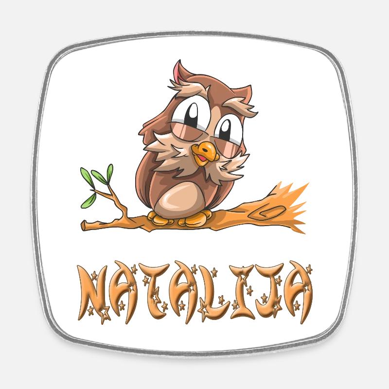 Eule Natalija - Viereckiger Kühlschrankmagnet - Weiß