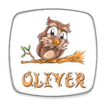 Hibou Oliver - Magnet carré - blanc - Devant