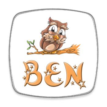 Owl Ben - Square fridge magnet - white - Front