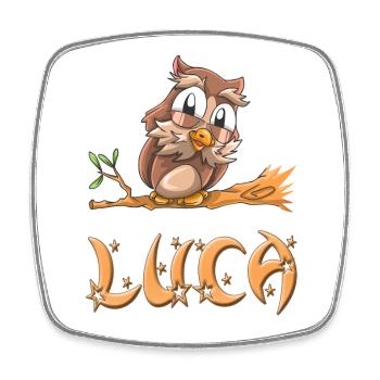 Eule Luca - Viereckiger Kühlschrankmagnet - Weiß - Vorne