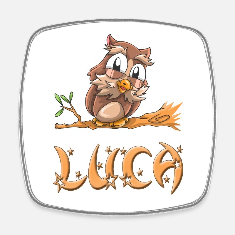 Hibou Luca - Magnet carré - blanc