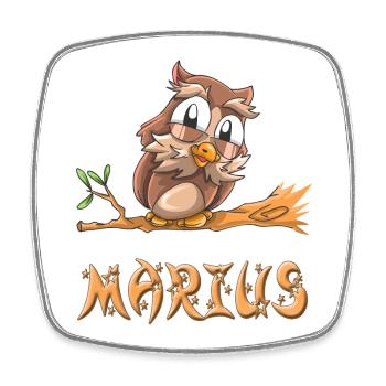 Hibou Marius - Magnet carré - blanc - Devant