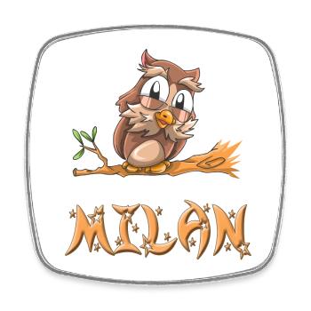 Owl Milan - Square fridge magnet - white - Front