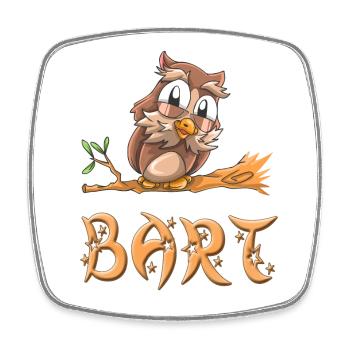 Eule Bart - Viereckiger Kühlschrankmagnet - Weiß - Vorne