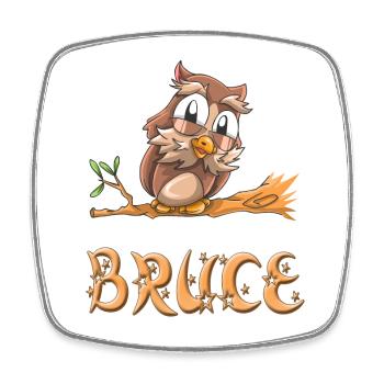 Hibou Bruce - Magnet carré - blanc - Devant