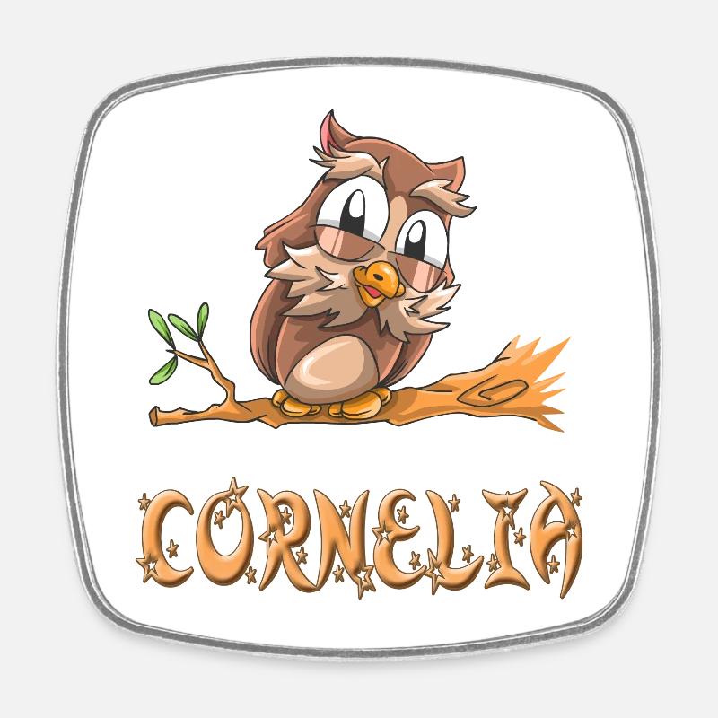 Eule Cornelia - Viereckiger Kühlschrankmagnet - Weiß