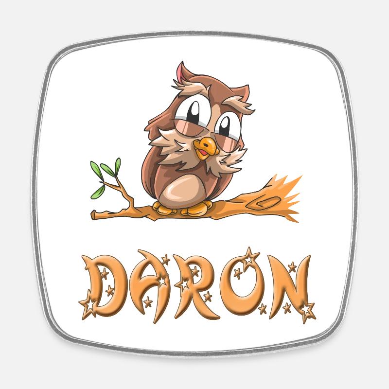 Owl Daron - Square fridge magnet - white