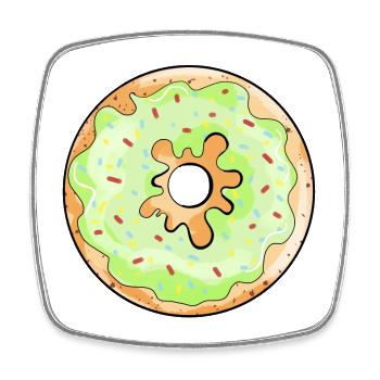 beignet délicieux avec un cadeau de bande dessinée de glaçage vert - Magnet carré - blanc - Devant