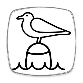 Möwe Moin - Viereckiger Kühlschrankmagnet - Weiß - Vorne