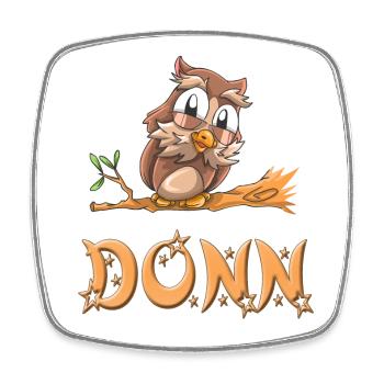 Eule Donn - Magnet carré - blanc - Devant