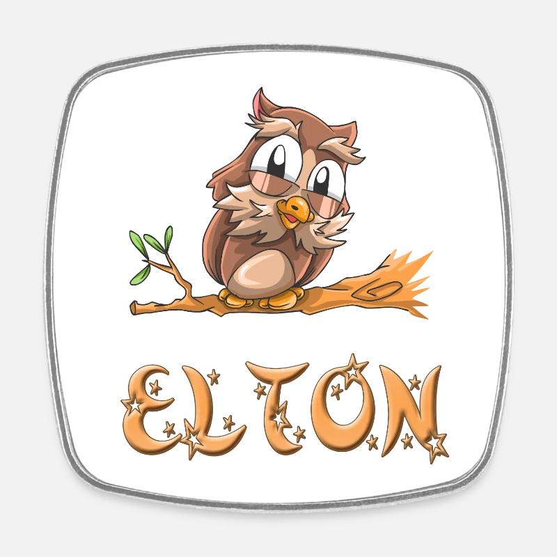 Eule Elton - Viereckiger Kühlschrankmagnet - Weiß