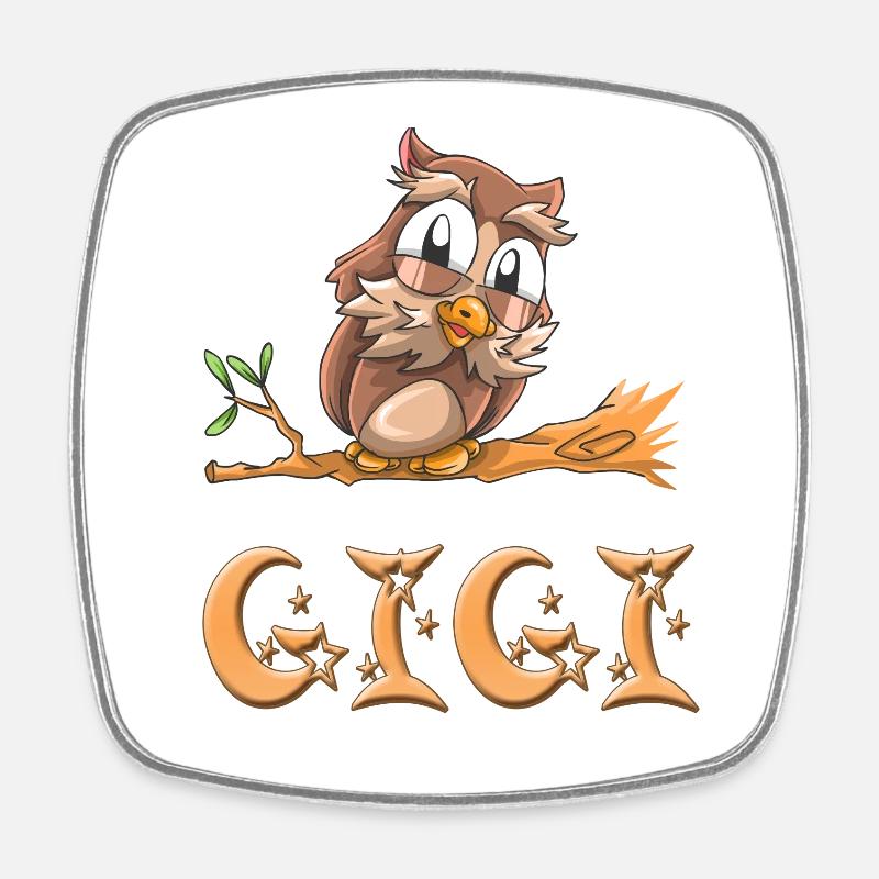 Eule Gigi - Viereckiger Kühlschrankmagnet - Weiß