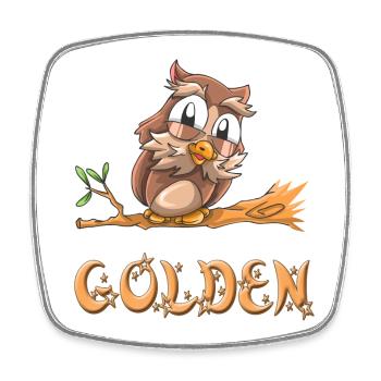 Golden owl - Square fridge magnet - white - Front