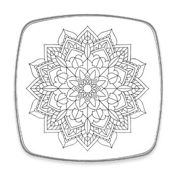 Floral Mandala - Viereckiger Kühlschrankmagnet - Weiß - Vorne