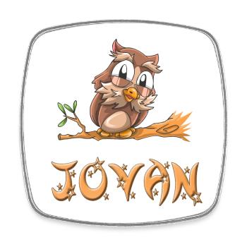 Hibou Jovan - Magnet carré - blanc - Devant