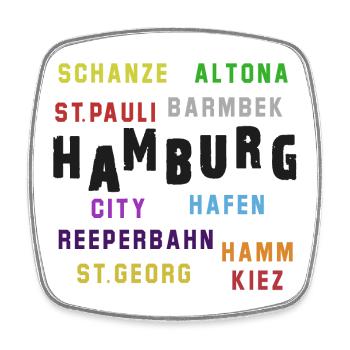 Hamburg Quarter Typo Collage - Square fridge magnet - white - Front