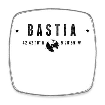 Bastia Coordonnées Géographiques Stylisées - Magnet carré - blanc - Devant