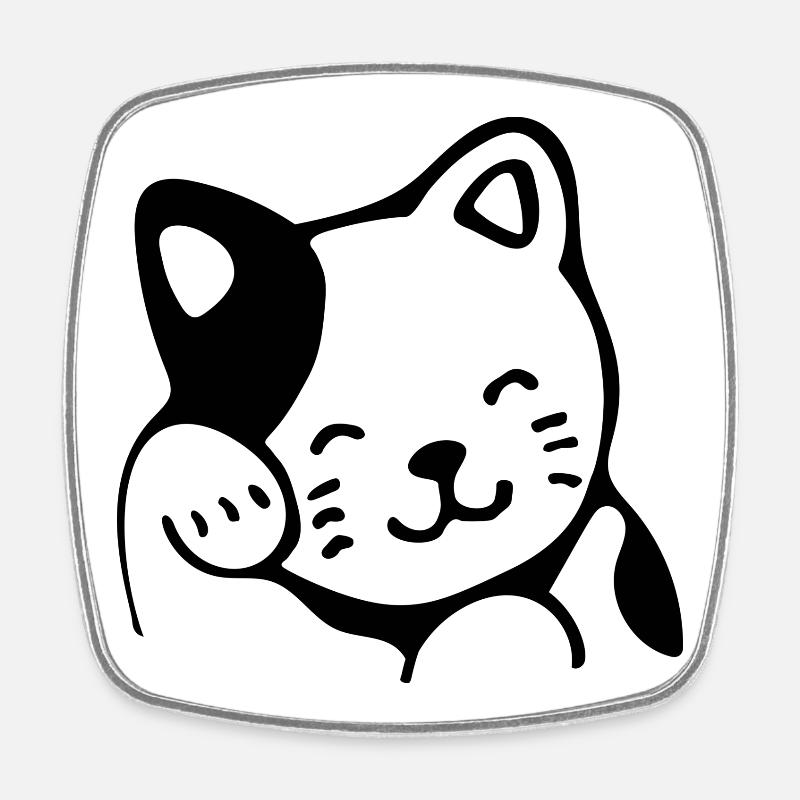 cat - Square fridge magnet - white