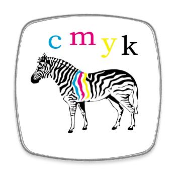 CMYK Zebra - Viereckiger Kühlschrankmagnet - Weiß - Vorne