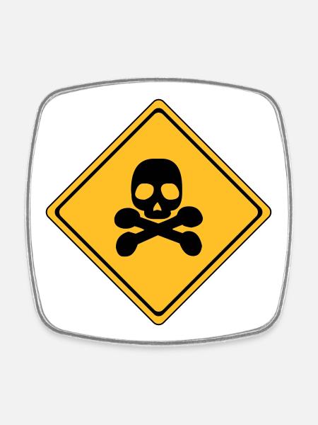 Danger Warning Sign # - Square fridge magnet - white