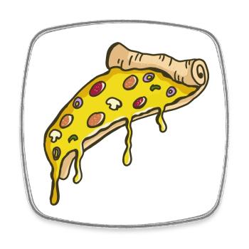 Délicieusement de pizza - Pizza - Fromage - délicieux - Magnet carré - blanc - Devant