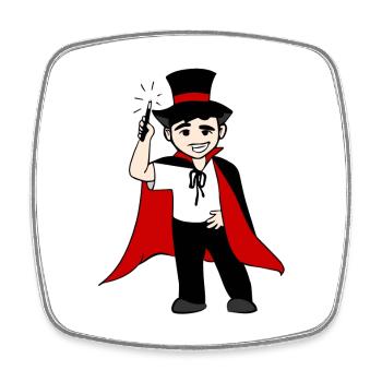 funny wizard with magic wand - Square fridge magnet - white - Front