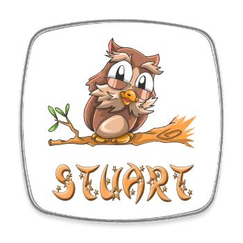 Owl Stuart - Magnet carré - blanc - Devant
