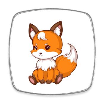 Cute sitting fox - Square fridge magnet - white - Front