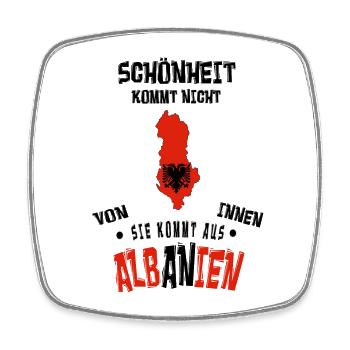 Schönheit kommt aus Albanien - Viereckiger Kühlschrankmagnet - Weiß - Vorne