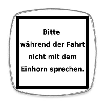 Warnhinweis: Einhorn. (black/white) - Viereckiger Kühlschrankmagnet - Weiß - Vorne