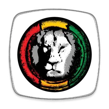 Lion du reggae dans le style rasta - Magnet carré - blanc - Devant