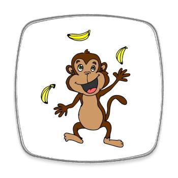 jonglage singe motif animal avec des bananes - Magnet carré - blanc - Devant