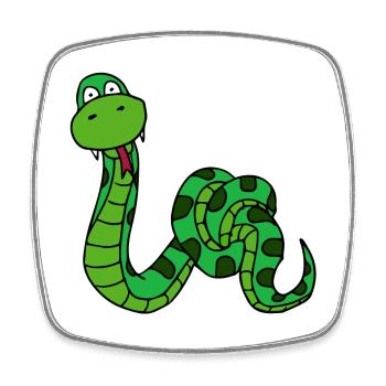Animal motif knotted snake - funny snake - Square fridge magnet - white - Front